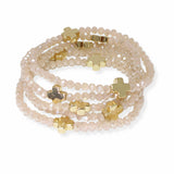 102959, CROSS ACCENT MULTI LAYERED BEADED STRETCH BRACELET
