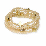 102959, CROSS ACCENT MULTI LAYERED BEADED STRETCH BRACELET