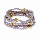 102959, CROSS ACCENT MULTI LAYERED BEADED STRETCH BRACELET