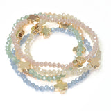 102959, CROSS ACCENT MULTI LAYERED BEADED STRETCH BRACELET