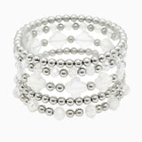 102962, CLOVER ACCENT MULTI LAYERED BEADED STRETCH BRACELET