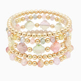 102962, CLOVER ACCENT MULTI LAYERED BEADED STRETCH BRACELET