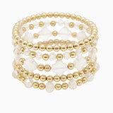 102962, CLOVER ACCENT MULTI LAYERED BEADED STRETCH BRACELET