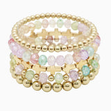 102963, CROSS ACCENT MULTI LAYERED BEADED STRETCH BRACELET