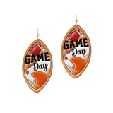 102975, "GAME DAY" FOOTBALL LEATHER DANGLE EARRING