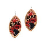 102975, "GAME DAY" FOOTBALL LEATHER DANGLE EARRING