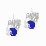 102976, GLITTER "GAME DAY" FOOTBALL DANGLE EARRING