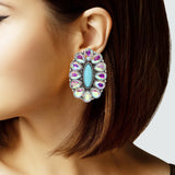 102978, WESTERN TURQUOISE STONE WITH RHINESTONE EARRING
