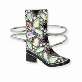 102982, WESTERN COWBOY BOOTS RHINESTONE HINGED BRACELET