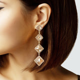 102991, DIAMOND SHAPE RHINESTONE DROP DANGLE EARRING