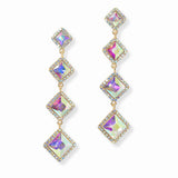 102991, DIAMOND SHAPE RHINESTONE DROP DANGLE EARRING