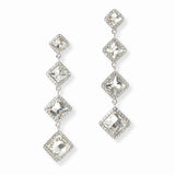 102991, DIAMOND SHAPE RHINESTONE DROP DANGLE EARRING