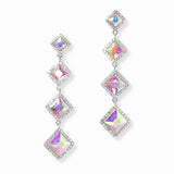102991, DIAMOND SHAPE RHINESTONE DROP DANGLE EARRING