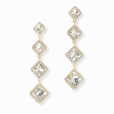 102991, DIAMOND SHAPE RHINESTONE DROP DANGLE EARRING