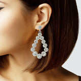 102999, ROUND RHINESTONE ACCENT TEARDROP DANGLE EARRING