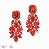 103001, MULTI SHAPE RHINESTONE EVENING CLIP ON EARRING