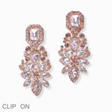 103001, MULTI SHAPE RHINESTONE EVENING CLIP ON EARRING