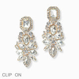 103001, MULTI SHAPE RHINESTONE EVENING CLIP ON EARRING