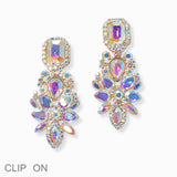 103001, MULTI SHAPE RHINESTONE EVENING CLIP ON EARRING