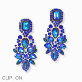 103001, MULTI SHAPE RHINESTONE EVENING CLIP ON EARRING