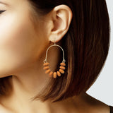 103005, GEOMETRIC WOOD BEADED DANGLE EARRING