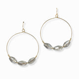 103009, GLASS BEADED ACCENT HOOP DANGLE EARRING