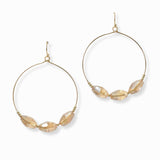 103009, GLASS BEADED ACCENT HOOP DANGLE EARRING