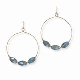 103009, GLASS BEADED ACCENT HOOP DANGLE EARRING