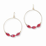 103009, GLASS BEADED ACCENT HOOP DANGLE EARRING