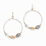 103009, GLASS BEADED ACCENT HOOP DANGLE EARRING