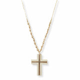 103010, WOOD CROSS LONG PENDANT NECKLACE