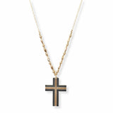 103010, WOOD CROSS LONG PENDANT NECKLACE