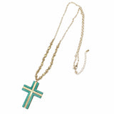 103010, WOOD CROSS LONG PENDANT NECKLACE