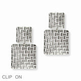 103020, SQUARE TEXTURED METAL CLIP ON EARRING