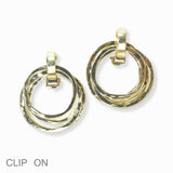 Hammered Geometric Metal Clip on Earring - view 2