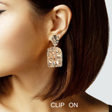 103025, HAMMERED GEOMETRIC METAL CLIP ON EARRING