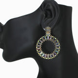 103027, BAGUETTE RHINESTONE ACCENT ROUND EARRING