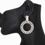 103027, BAGUETTE RHINESTONE ACCENT ROUND EARRING