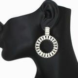 103027, BAGUETTE RHINESTONE ACCENT ROUND EARRING