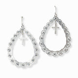 103033, CROSS CHARM TEARDROP DANGLE EARRING