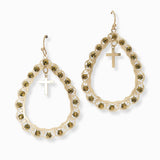 103033, CROSS CHARM TEARDROP DANGLE EARRING