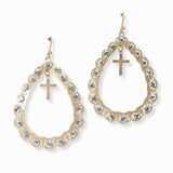 103033, CROSS CHARM TEARDROP DANGLE EARRING