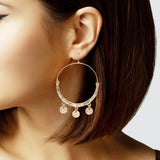 103037, HAMMERED DISC ROUND DANGLE EARRING