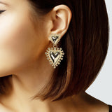 103050, GOLD DIPPED, HEART BRASS DANGLE EARRING
