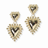 103050, GOLD DIPPED, HEART BRASS DANGLE EARRING
