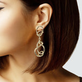 103051, GOLD DIPPED, GEOMETRIC BRASS DANGLE EARRING