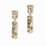 103052, GOLD DIPPED, TEXTURED GEOMETRIC BRASS DANGLE EARRING