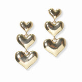 103055, TRIPLE HEART METAL DROP DANGLE EARRING