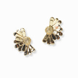 103058, HALF FLOWER METAL STUD EARRING