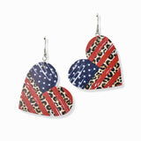 103070, HEART AMERICAN FLAG & LEOPARD FAUX LEATHER DANGLE EARRING